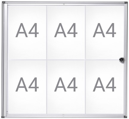 Binnenvitrine wand MAULextraslim whiteboard 6xA4 met slot