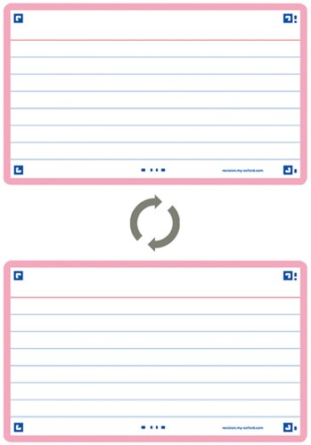 Flashcard Oxford 2.0 75x125mm 80 vel 250gr lijn roze-2