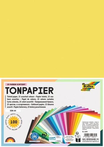 Knutselpapier Folia A4 100vel 25 kleuren
