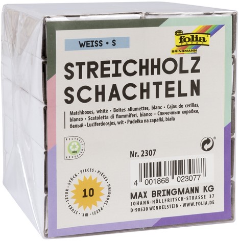Luciferdoosjes Folia klein 53x37x11mm 10 stuks wit-2