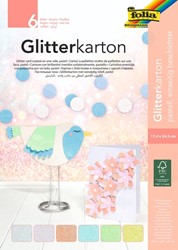 Glitterkarton Folia 174x245mm 6 vel pastel assorti