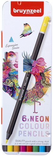 Kleurpotlood Bruynzeel Expression blik à 6 neonkleuren