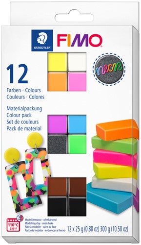 Klei Fimo effect colour pak à 12 neon kleuren