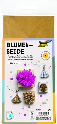 Zijdevloeipapier Folia 50x70cm 20gr nr65 goud 5 vel