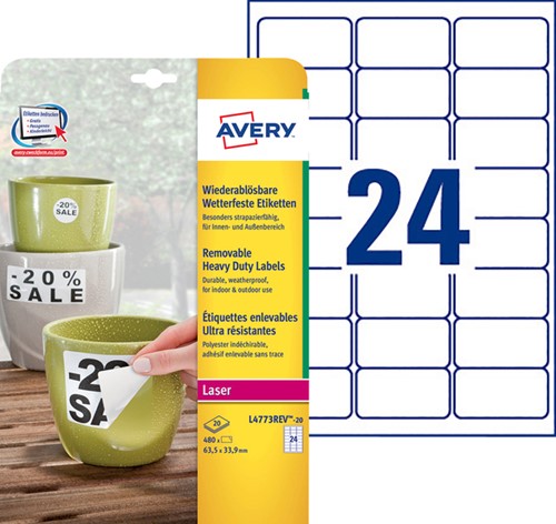 Etiket Avery L4773REV-20 63.5x33.9mm wit 480 etiketten-3
