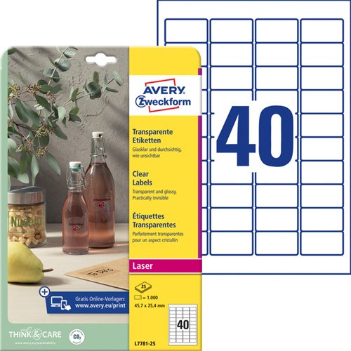 Etiket Avery L7781-25 45.7x25.4mm transparant 1000 stuks-3