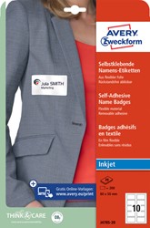 Naambadge etiket Avery J4785-20 80x50mm wit 200 stuks