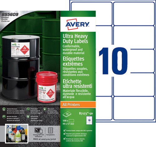 Etiket Avery B7173-50 99x57mm polyethyleen wit 500 stuks-3