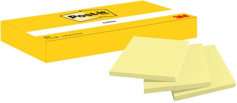 Memoblok Post-it 653 38x51mm geel 3 stuks
