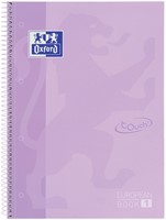 Notitieboek Oxford Touch Europeanbook A4+ 4gaats lijn 160pag paars