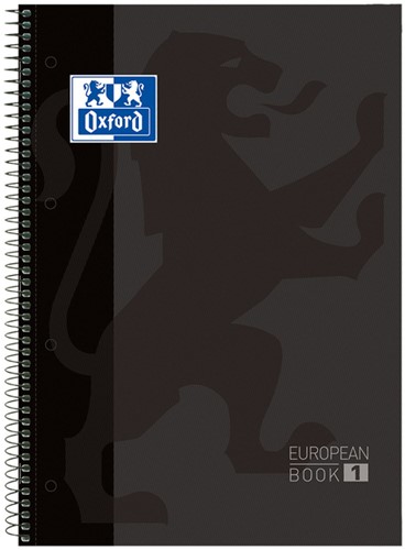 Notitieboek Oxford Classic Europeanbook A4+ 4-gaats lijn 160pag zwart