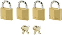 Hangslot MasterLock 4 gelijksluitend messing 20mm 4 stuks