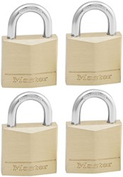 Hangslot MasterLock 4 gelijksluitend messing 30mm 4 stuks