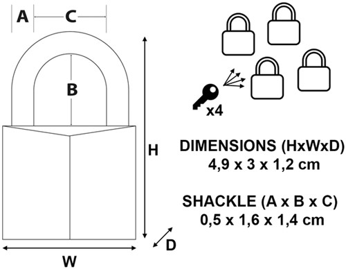 Hangslot MasterLock 4 gelijksluitend messing 30mm 4 stuks-3