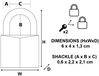 Hangslot MasterLock 2 gelijksluitend messing 40mm 2 stuks-2