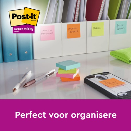 Memoblok Post-it Super Sticky Notes 76x76mm colour 8+4 gratis-3