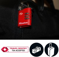 Hangslot Masterlock 3-cijfer combi TSA set van 2 sloten assorti in willekeurige kleur 30mm 2 stuks-2