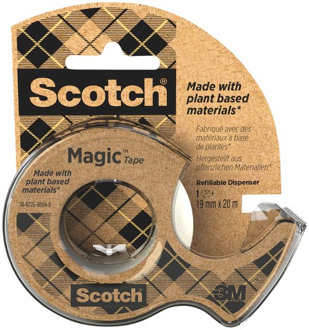 Plakband Scotch Magic 919 19mmx20m transparant + gerecyclede afroller