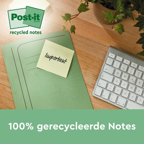 Memoblok 3M Post-it 654 76x76mm recycle geel 18 + 6 gratis-3