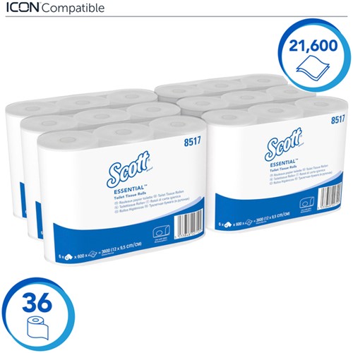 Toiletpapier Scott Essential 2-laags 600 vel wit 8517-2