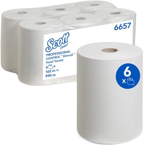 Handdoekrol Scott Control Slimroll 1-laags 165m wit 6657