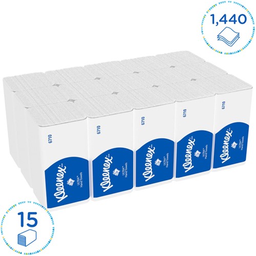 Handdoek Kleenex Ultra i-vouw 3-laags 215x318mm 15x96 vel wit 6710-2