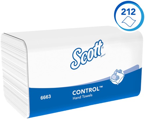 Handdoek Scott Control i-vouw 1-laags 215x315mm 15x212 vel wit 6663-3