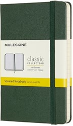 Notitieboek Moleskine pocket 90x140mm ruit 5x5mm hard cover myrtle green