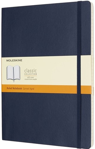 Notitieboek Moleskine XL 190x250mm lijn soft cover sapphire blue