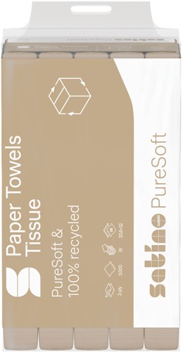 Handdoek Satino PT2 Puresoft w-vouw 2-laags 206x320mm 25x120 vel naturel 277520-2