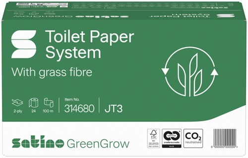 Toiletpapier Satino JT3 GreenGrow systeemrol 2-laags 24x100m wit 314680-2