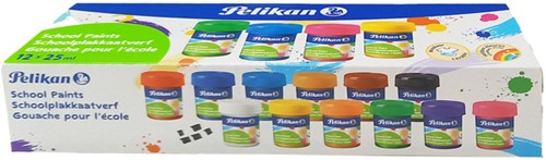 Plakkaatverf Pelikan 25ml assorti doos à 12 potjes