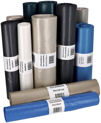 Afvalzak Cleaninq 65/25x140cm HDPE recycled T25 240L transparant rol à 10 stuks-2