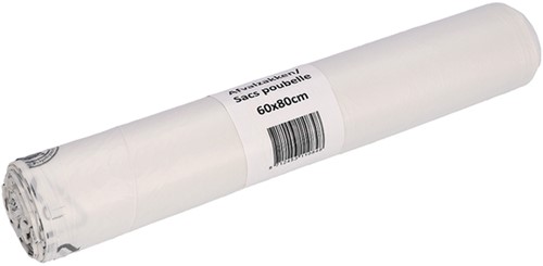 Afvalzak Cleaninq 60x80cm HDPE recycled T23 60L transparant rol à 25 stuks