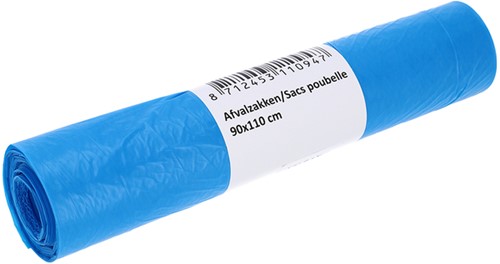 Afvalzak Cleaninq 90x110cm HDPE T25 160L blauw rol à 20 stuks