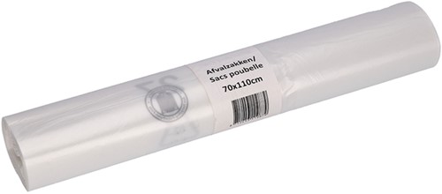 Afvalzak Cleaninq 70x110cm HDPE recycled T25 120L transparant rol à 20 stuks