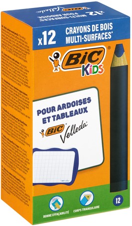 Whiteboardpotlood BicKids Multi Surface blauw doos à 12 stuks-3