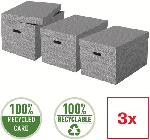 Opbergdoos Esselte home groot 355x305x510mm grijs 3 stuks-2