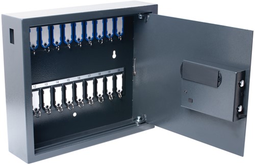 Sleutelkast Pavo High security Magnettag met fingerprintslot 20 haken 350x410x100mm-2