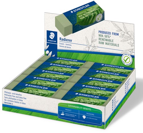 Gum Staedtler Eco 52680 65x23x10mm olijfgroen 20 stuks