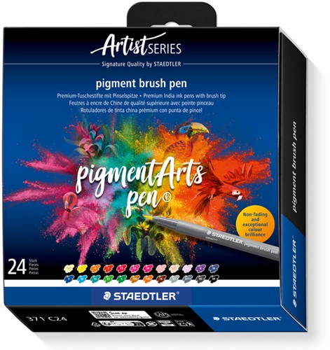 Brushpen Staedtler PigmentArts set à 24 kleuren