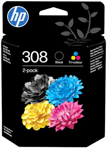 Inktcartridge HP 6L6S6UE 308 zwart + 3 kleuren