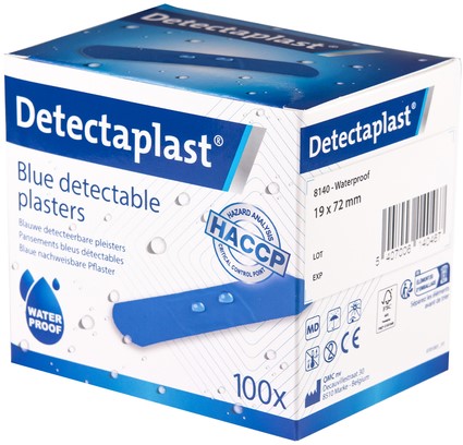 Waterafstotende blauwe pleister Detectaplast 19x72mm 100 stuks