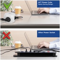 Stekkerblok ACT 3 voudig  inclusief 2x USB C/A 1.5 meter wit/grijs-17