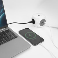 Stekkerblok ACT 3 voudig  inclusief 2x USB C/A 1.5 meter wit/grijs-18