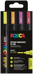 Paintmarker Uni POSCA PC5M medium fluor assorti set à 4 stuks