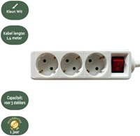 Stekkerdoos BRASQ  3 voudig 1.4 meter wit-3