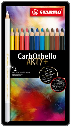 Kleurpotloden STABILO CarbOthello kalkpastel assorti blik à 12 stuks