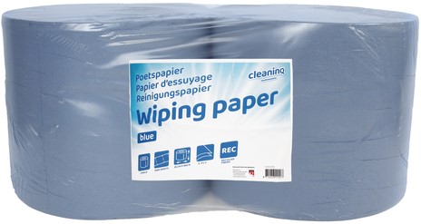 Poetspapier Cleaninq industrie 2-laags 26cmx380m blauw