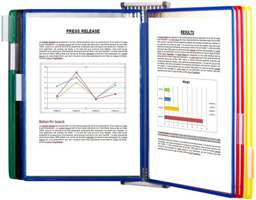 Zichtpanelensysteem wand Tarifold metaal A4 met 10-tassen assorti-3